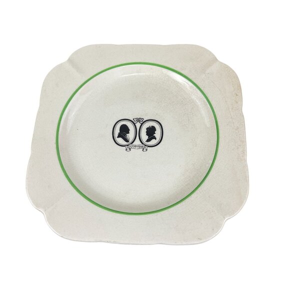 Argosy W.S. George Ivory Vintage Plate Green Rim & Cameo Silhouette Design - Picture 2 of 6